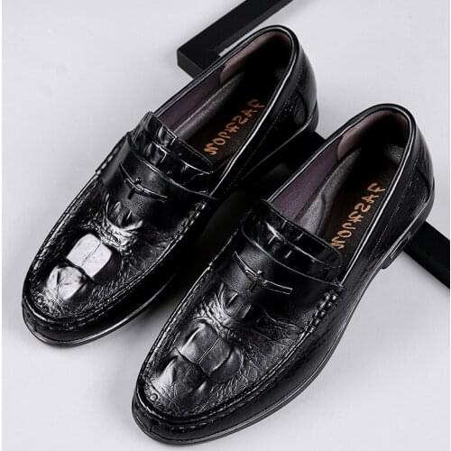 Man Flat Classic Dress Shoes Outdoor Slip on Genuine Leather Italian Formal Oxfords Shoes Men Wedding Shoes