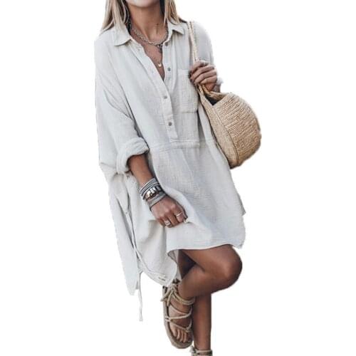 Summer 2020 Women Fashion Cotton Top Long Sleeve Ruffle Cardigan Jacket Large Size Top Beach Dress Plus Size