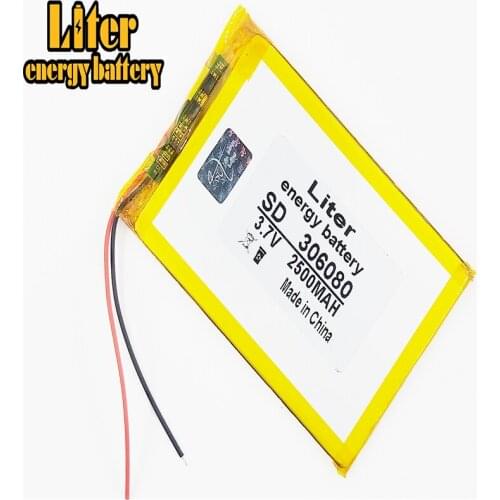 Best battery brand Size 306080 3.7V 2500mah Lithium polymer Battery with Protection Board For 306082 MP4 GPS Digital Camera