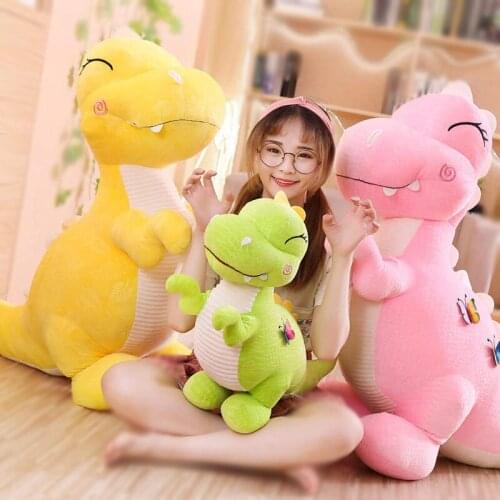 35-70cm Cute Cartoon Lucky Dinosaur Plush Toys Soft Stuffed Animal Doll for Kids baby Playmate Present birthday Xmas Gift