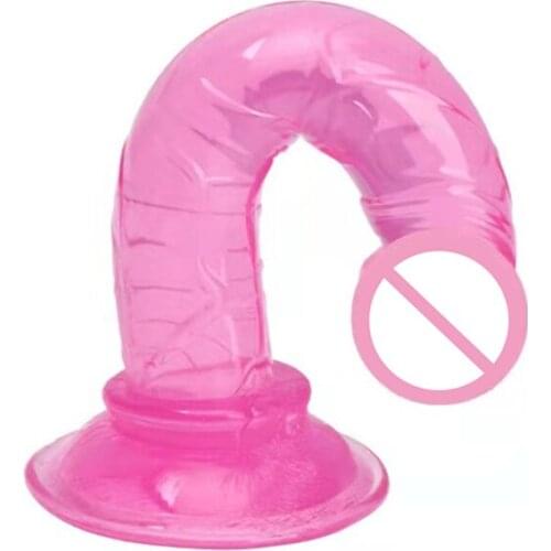 Mini Crystal Artificial Dick Dildo With Suction Cup Realistic Penis Small Butt Plug Female Masturbators Sex Toys for Women