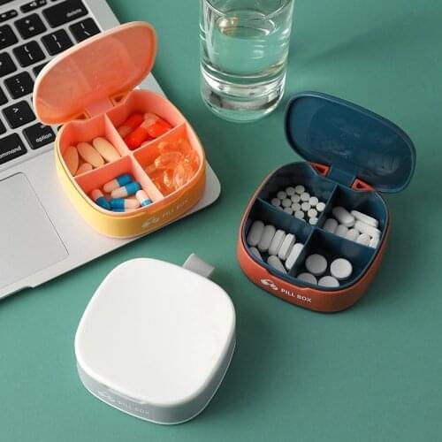 Mini Pill Case Four grid Compartment Travel Pill Box Organizer Medicine Tablet Dispenser Organizer Pill Box Splitters Organizer