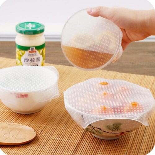 Reusable Silicone Food Wraps Seal Cover 4Pcs/set Multifunctional Kitchen Food Fresh Keeping Saran Wrap LX8513