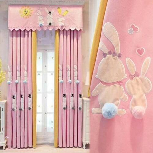 Cartoon Curtains for Living Dining Room Bedroom Bunny Pink Cute Children Room Curtain Girl Bedroom Room Princess Wind Girl Dream