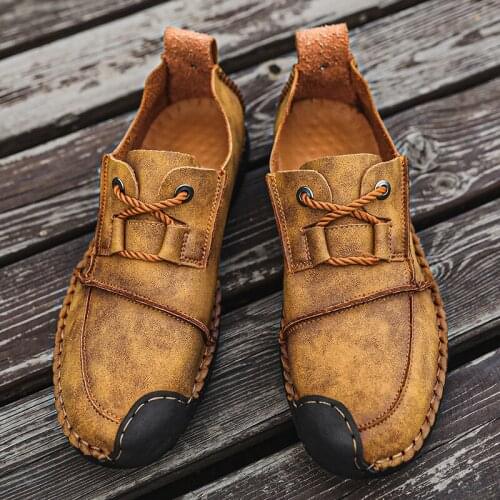 Genuine Leather Mens Casual Shoes Luxury Brand Mens Loafers Flats Breathable Slip on Black Driving Shoes Man Plus Size 38-48