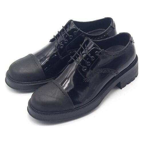 New lace up derby casual shoes for men round toe genuine leather black men shoes