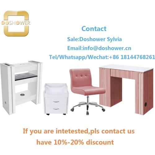 Acrylic press on nail set with large salon display units for pink manicure table