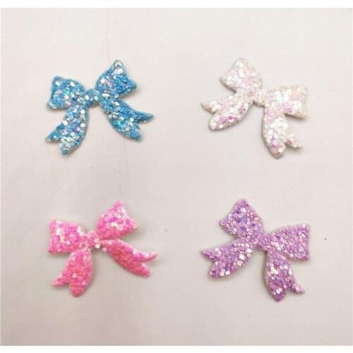 20Pcs Mixed Colors Glitter Bowknot Felt Fabric Patch DIY Cloth Appliques/Craft Wedding decoration
