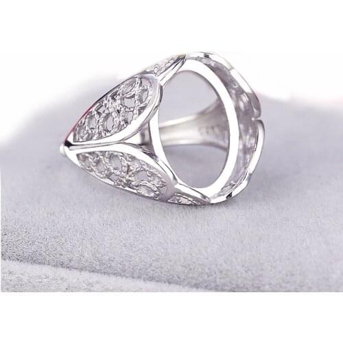 925 Sterling Silver Women Engagement Wedding Ring 7x9mm -12x16mm Oval Cabochon Semi Mount Ring Fit Amber Agate Turquoise Setting