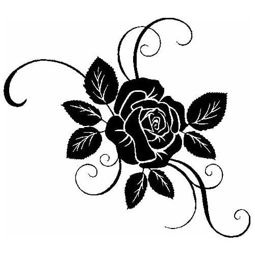 Originality Car Sticker Vinyl Decal Rose Gorgeous Ornamentation Waterproof Auto Accessories Black/Silver,16cm*14cm