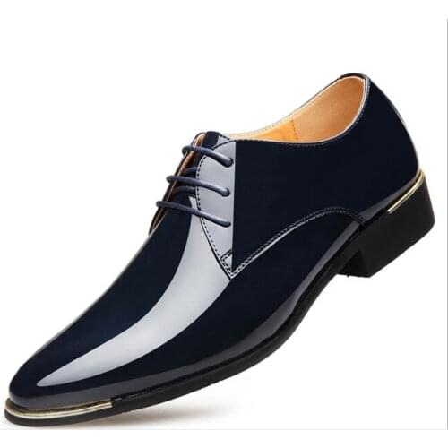 Autumn spring Fashion mens shoes Patent leather shoes for men dress shoes for men lace up shoes pointed wedding business party 5 colors plus sizehjm
