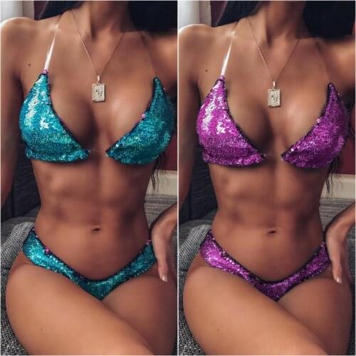 Sexy Sequins Bikini Set Push Up Padded Swimwear Women 2020 New Mermaid Bathing Suit Swimming Suit Biquini Thong Swimsuit
