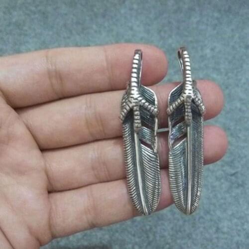 Feather Pendant Silver Jewelry Pure Rock Retro Pendant