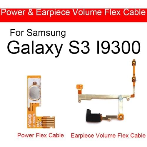 Earpiece Power & Volume Flex Cable For Samsung Galaxy S3 S III I9300 Lound Speaker Audio Volume Flex Cable Side Key Button