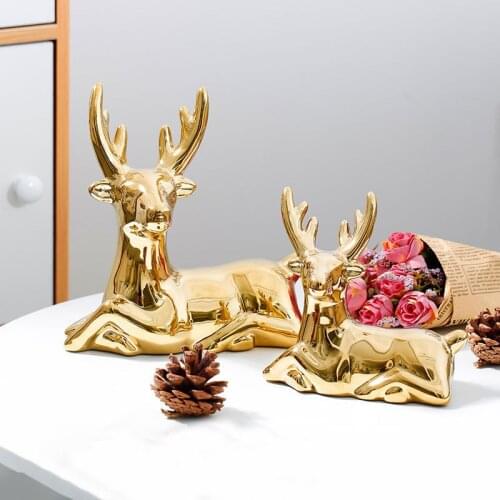 Nordic Creative Ceramic Crafts Golden Elk Modern Minimalist Home Furnishing Decoration Living Room Desktop Sculpture Ornaments