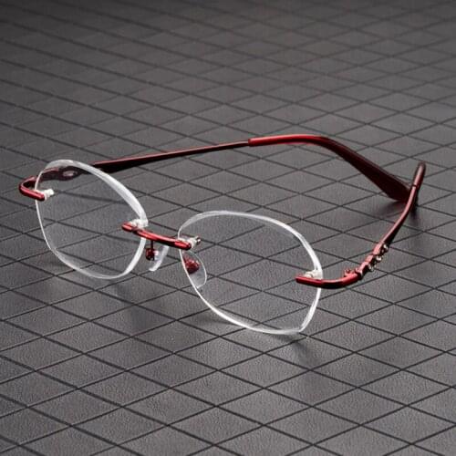 Vintage Reading Glasses Woman Natural Crystal Stone Presbyopia Glass Lens Luxury Rimless Eyeglasses +1.0 +1.5 +2.0 +3.0 +4.0