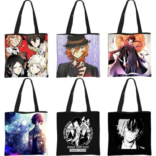 Anime Bungo Stray Dog Shopping Bags Dark Harajuku Goth Style Totes Bag Large Capacity Shoulder Bag Women Casual HandBag