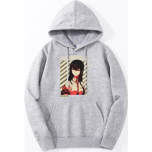 Steins Gate Makise Kurisu Japan Anime Hoodie Men Spring Autumn Men Hoodies Streetwear Harajuku Daily Casual Hooded Tops