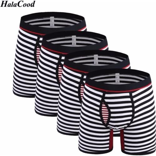 4Pcs/lot New Quality Fashion Sexy Man Brand Plus Szie Striped Underwear Mr Underpant Mens Boxer Shorts Male Cotton Panties Fat