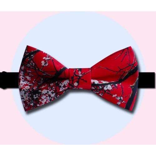 As a gift fashion handmade red Plum blossom design Creative black bow tie/ party wedding box packing 1pc