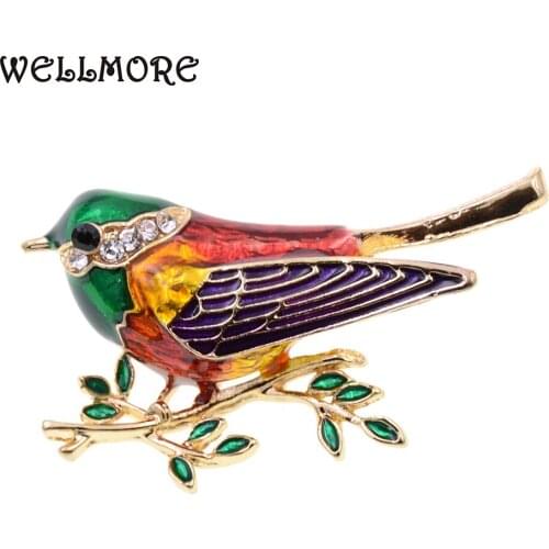WELLMORE Colourful bird brooches for women alloy metal party Brooches weddings Brooches Pins Scarf jewelry drop shipping