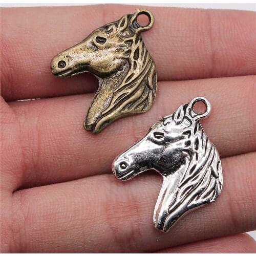 WYSIWYG 10pcs Charms Steed Horse Head 28x22mm Antique Making Pendant Vintage Tibetan Bronze Silver Color DIY Handmade Jewelry