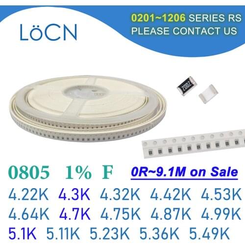 0805 1% 5000PCS SMD Resistor F 4.22K 4.3K 4.32K 4.42K 4.53K 4.64K 4.7K 4.75K 4.87K 4.99K 5.1K 5.11K 5.23K 5.36K 5.49K 2012 OHM