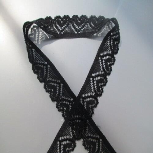 10 yards / lot beautiful black heart-shaped stretch lace width 18 mm DIY clothing accessories Ribbon lace embroidery