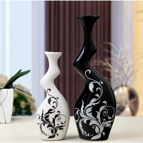 2pcs/set ceramic vase minimalist abstract Black and White Flower Vase Floweror Arrangement Artwork home decoracion hogar moderno