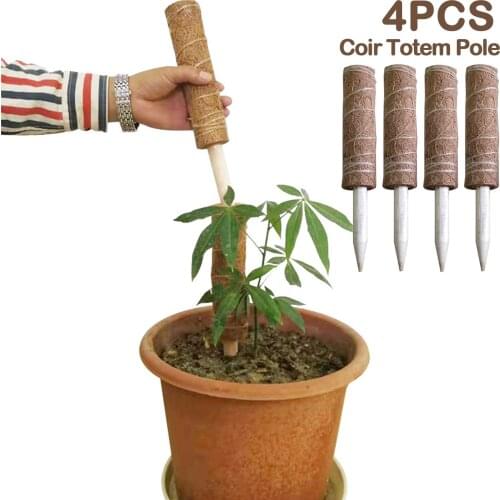 4pcs Plant Climbing Coir Moss Palm Vines Stick Coir Totem Stake Pole for Creepers Indoor Plants Support Extension 12 Inch