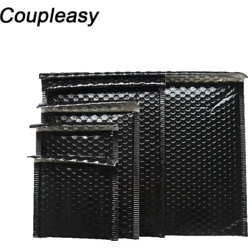 50Pcs Bright Black Aluminized Film Bubble Mailers Padded Envelopes Thicken Mail Packaging Bag Waterproof Polymailer Shipping Bag