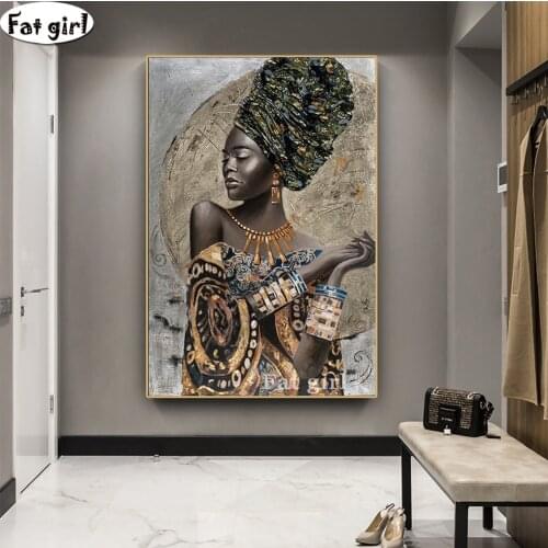 African Woman Graffiti Art 5D Diamond Painting Cross Stitch Abstract Portrait Embroidery Handmade Mosaic Square/Round Decor Gift