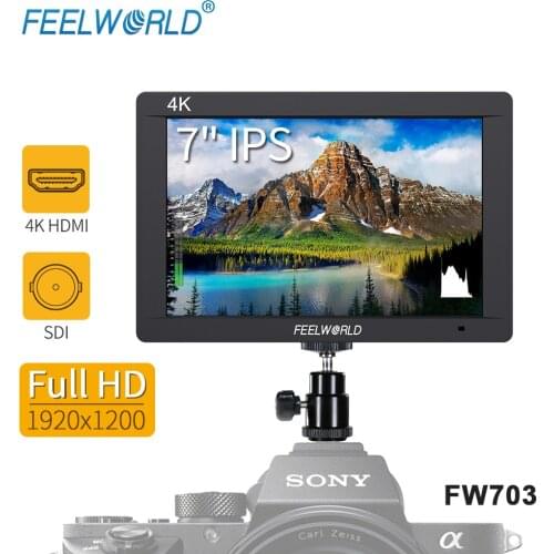 FEELWORLD FW703 7 Inch 3G SDI 4K HDMI On-camera Monitor IPS Full HD 1920x1200 Monitor for Field DSLR Sony Nikon Canon Stabilizer