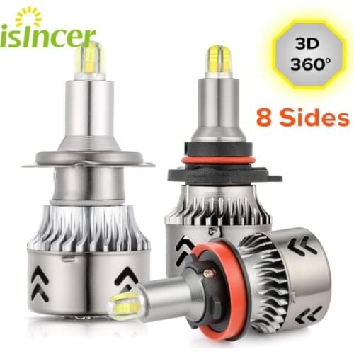 8 Sides Led CSP Chips headlight bulbs mini body H7 360 degree Full light 18000LM H11 LED fog light H1 H3 9005 9006 HB3 HB4 6000K