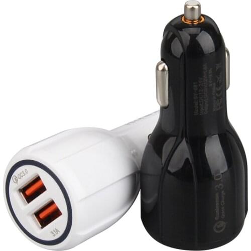 Car Charger Dual USB Quick Charge 3.0 For Samsung S10 Plus QC 3.0 Phone Charger Adapter Car-Charger For Xiaomi mi 500pcs