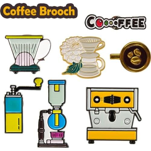 Espresso Barista Coffee Brooch Mini Metal Retro Broochess Beautiful Badge Cafe Gift Coffee Birthday Prerent Competition Souvenir