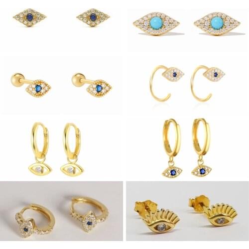 CANNER Real 925 Sterling Silver Studs Ear rings For Women Teens Evil eye Series Huggie 2021 Trend pendientes plata 925 Aros