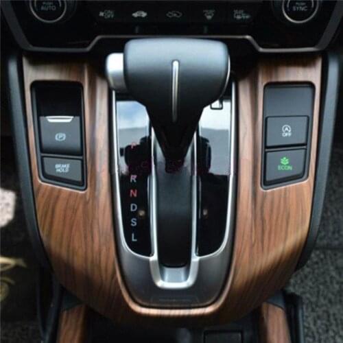 For CRV 2017 1PC ABS Wood Chrome Car Gear Shift Knob Sticker Panel Frame Cover Trims Car Styling Interior Accessories