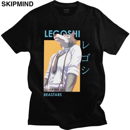 Legoshi Beastars Wolf Mens T Shirt Pure Cotton Japan Anime Manga Tee Tops Round Collar Short Sleeved Casual Tshirt Merch Gift