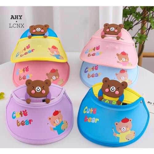 Summer Baby Baseball Cap Boys Girls Sun Hat Cartoon Cute Bear Empty Top Kids Hats Sunscreen Visor Children Cotton Baby Hat