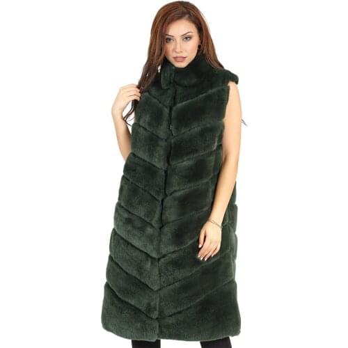 Modaqueen Store Women Genuine Rex Rabbit Fur Geometrical Patttern Vest 305-U Orylag Fur Vest For Ladies Relief Softness Mild New