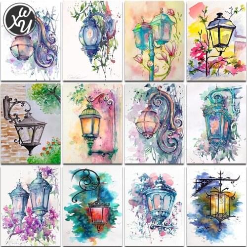 Flower Street Lamp 5D Diamond Painting Kits for Adults Landscape Wall Art Cross Stitch Kits Diamond Painting Fantasy Full Drills