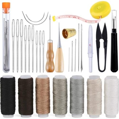 LMDZ Leather Sewing Upholstery Repair Kit with Sewing Awl Seam Ripper Hand Stitching Thread Tools for Professionals Leather DIY