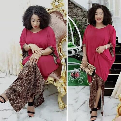 New African Clothes for Women 2021 Africa Leopard Print Dress Robe Africaine Ankara Moslem Abaya Dubai Kaftan Moroccan Caftan