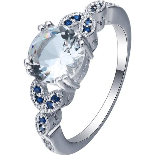 New Collection Butterfly Royal Blue Zircon mixed white silver plated Brilliant Stackable Ring Clear CZ Ring Fine Jewelry Anillos