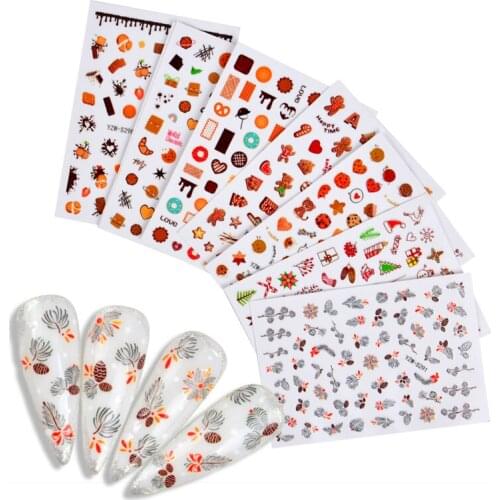 New Christmas DesignsNail Sticker Shine Glitter Snowflake Elk Santa Claus Transfer Slider Winter 3D Decal