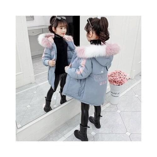 New 2019 Fashion Children Winter Jacket Girl Winter Coat Kids Warm Thick Fur Collar Hooded long down Coats For Teenage 4Y-12Y