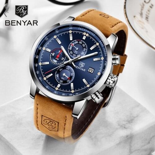 NEW BENYAR Blue Watches Men Top Brand Quartz Watch Fashion Chronograph Reloj Hombre Sport Clock Male Hour Relogio Masculino 2020