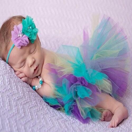 Baby Girl Tutu Skirt 2pcs Lace Diaper Cover Newborn Infant Outfits Headband Flower Sets Baby Mesh