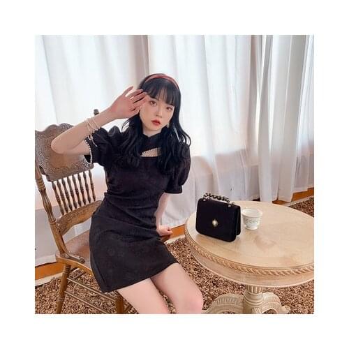 2021 chinese dress nightclub retro top and skirt cheongsam women split mandarin collar qipao evening party banquet suit female